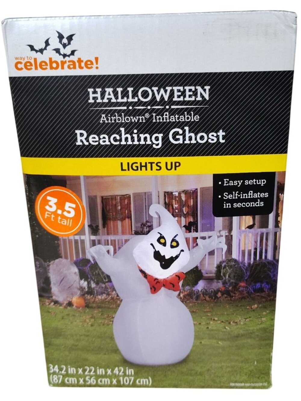 Way To Celebrate Halloween Airblown Inflatable Reaching Ghost 3.5 FT NIB